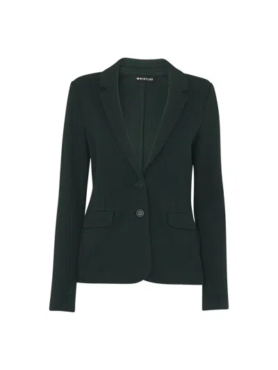 Whistles Womens Slim-fit Single-breasted Organic Cotton-jersey Blazer In Green