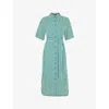 Whistles Womens Stripe-print Belted-waist Linen-blend Midi Dress In Multi-coloured