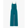 Whistles Womens Teal Wrap-front Sleeveless Linen And Cotton-blend Jumpsuit In Teal