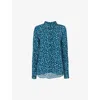 Whistles Pastel Leopard Print Shirt In Teal/multi