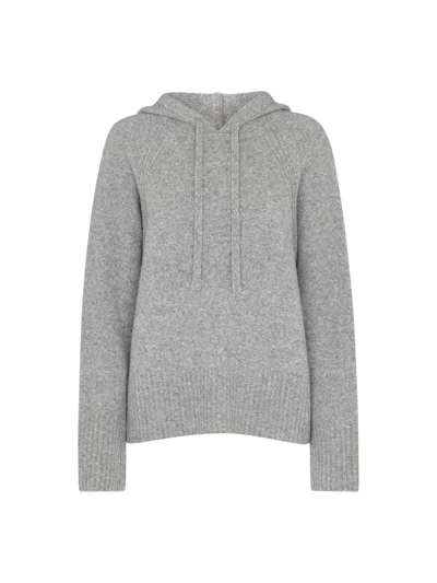 Whistles Womens Grey Brushed-texture Relaxed-fit Stretch Wool-blend Hoody