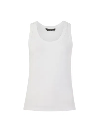 Whistles Womens White Scoop-neck Ribbed Stretch Better-cotton Vest Top