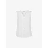 WHISTLES WHISTLES WOMEN'S WHITE LAURA V-NECK LINEN TANK TOP