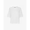 Whistles Womens White Patch-pocket Relaxed-fit Cotton And Linen-blend T-shirt In White