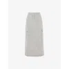 Whistles Stripe Cargo Midi Skirt In White/multi