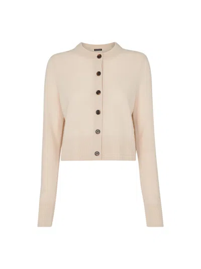 Whistles Womens Cream Relaxed-fit Cropped Wool Cardigan