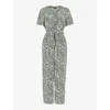 Whistles Diagonal Leopard Print Jumpsuit In Yellow