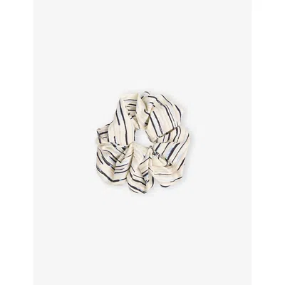Whistles Womens Cream Abstract Stripe Woven Hair Scrunch