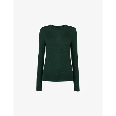 Whistles Omens  Annie Crew-neck Sparkle-knit Jumper In Dark Green