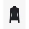 Whistles Omens  Annie Roll-neck Metallic-weave Woven Top In Black