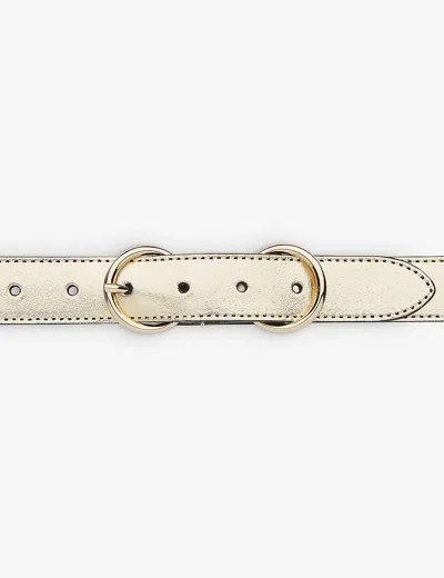 Whistles Womens Barely Black Double-ring Buckle-fastened Metallic-leather Belt