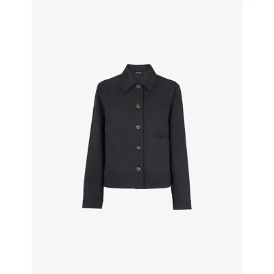 Whistles Womens Barely Black Mia Patch-pocket Cotton And Lyocell-blend Jacket