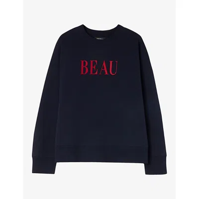 Whistles Womens Beau Logo-embroidered Cotton Sweatshirt Navy In Blue