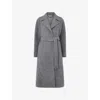 Whistles Womens Grey Belted Notch-lapel Wool Coat In Gray