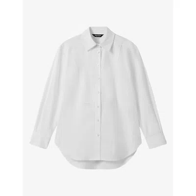 Whistles Womens Bib Detail Cotton Poplin Shirt White