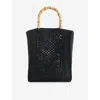 Whistles Womens Black Bamboo-handle Crochet Bag