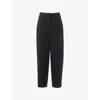 Whistles Womens Barrel-leg High-rise Linen Trousers Black In Black