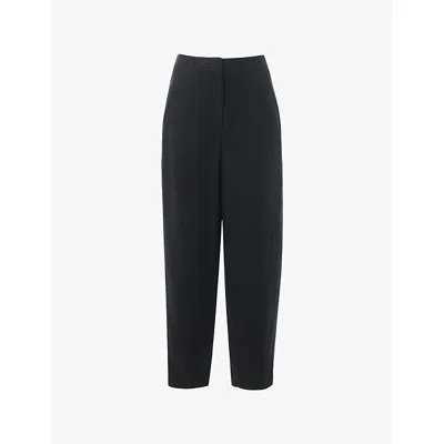 Whistles Womens Barrel-leg High-rise Linen Trousers Black