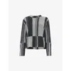 Whistles Omens  Block Stripe Round-neck Wool-blend Jumper In Black