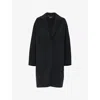 Whistles Womens Black Cassie Revere-collar Double-face Wool-blend Coat In Black