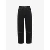 Whistles Womens Black Contrast-stitch Barrel-leg Denim Jeans In Black
