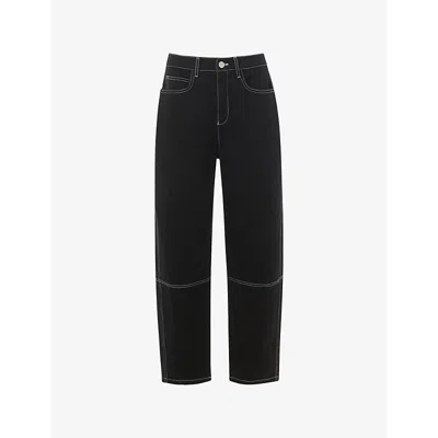 WHISTLES OMENS WHISTLES CONTRAST-STITCH BARREL-LEG DENIM JEANS