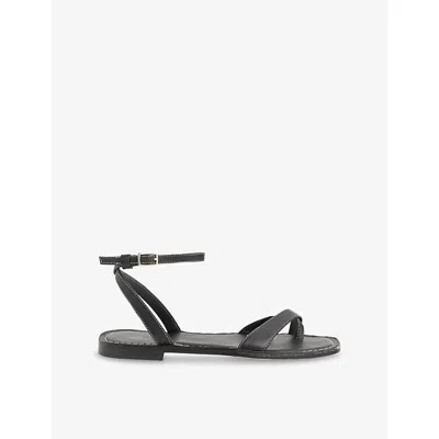 Whistles Omens  Contrast-stitch Strappy Leather Sandals In Black