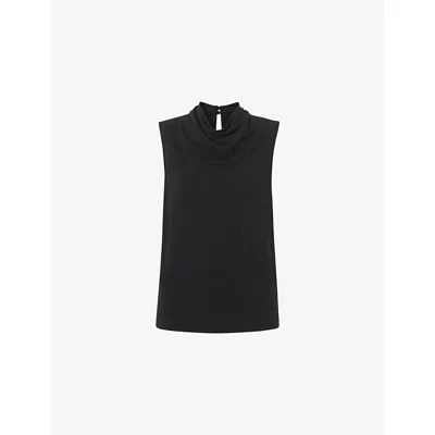 Whistles Womens Black Cowl-neck Sleeveless Woven Top