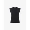 Whistles Womens Black Plisse Round-neck Sleeveless Stretch-woven Top In Black