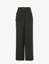 Whistles Womens Black Flora Straight-leg Mid-rise Woven Trousers In Black
