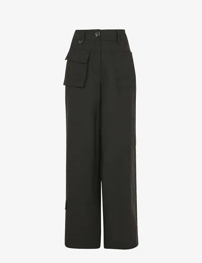 Whistles Womens Black Flora Straight-leg Mid-rise Woven Trousers