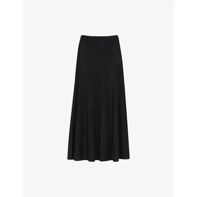 Whistles Womens Black Knitted Pleated Midi Skirt