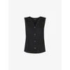 Whistles Womens Black Laura V-neck Relaxed-fit Linen Tank