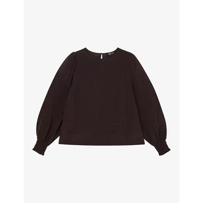 Whistles Womens Black Leopard-print Long-sleeved Woven Blouse In Brown