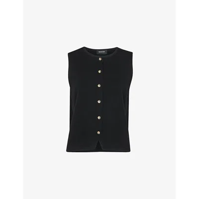 Whistles Omens  Lucy Sleeveless Cotton-blend Top In Black