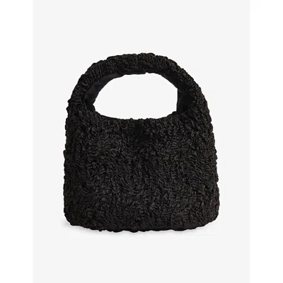 Whistles Womens Black Luz Ruched Satin Mini Bag