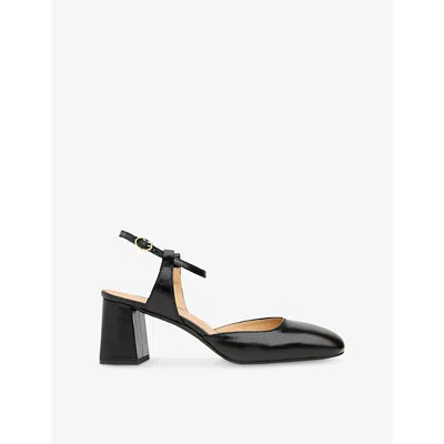 Whistles Omens  Matilda Block-heel Leather Slingback Shoes In Black