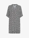 Whistles Womens Black Melanie Graphic-print Relaxed-fit Woven Mini Dress In Black