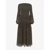 Whistles Womens Plisse Spot-print Woven Midi Dress Black In Black