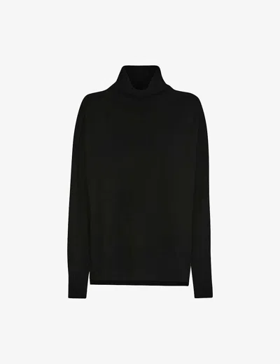 Whistles Womens Black Roll-neck Cashmere Jumper S