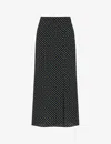 Whistles Womens Black Scattered Hearts Graphic-print Woven Midi Skirt In Black