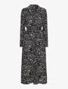 Whistles Womens Black Scribble Bouquet-pattern Self-tie Woven Midi Dress In Black