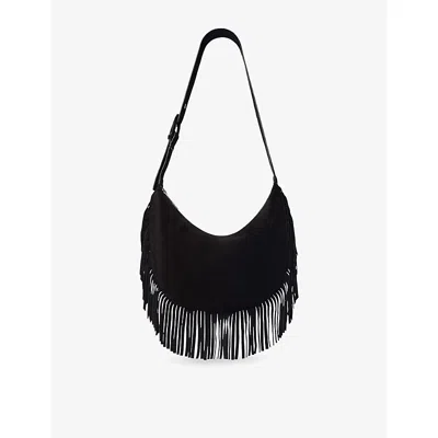 Whistles Womens Black Sia Fringed Suede Cross-body Bag