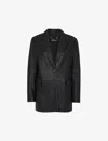 Whistles Womens Black Stina Regular-fit Leather Blazer Jacket In Black