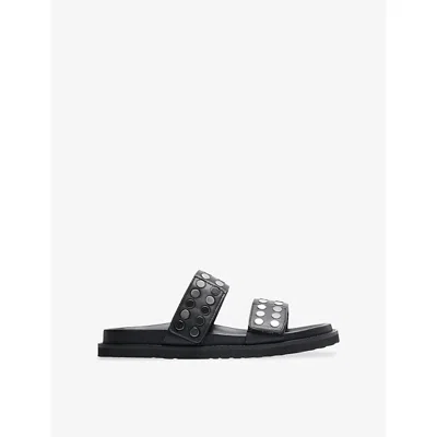 Whistles Womens Black Studded Leather Sliders Eur 41 / 8 Uk