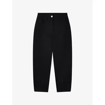 Whistles Womens Black Tessa Elasticated-waist Stretch Cotton-blend Trousers In Multi