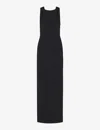 Whistles Womens Black Tie-back High-neck Stretch-jersey Maxi Dress In Black