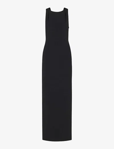 Whistles Womens Black Tie-back High-neck Stretch-jersey Maxi Dress