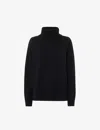 Whistles Womens Black Turtleneck Relaxed-fit Cashmere Jumper In Black