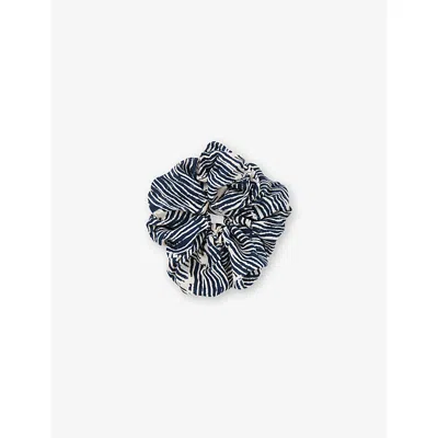 Whistles Womens Abstract-pattern Woven Scrunchie Blu
